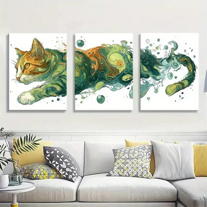 3pcs Fluid Ink Style Animal Canvas Prints Metal Print Ready to Hang Art