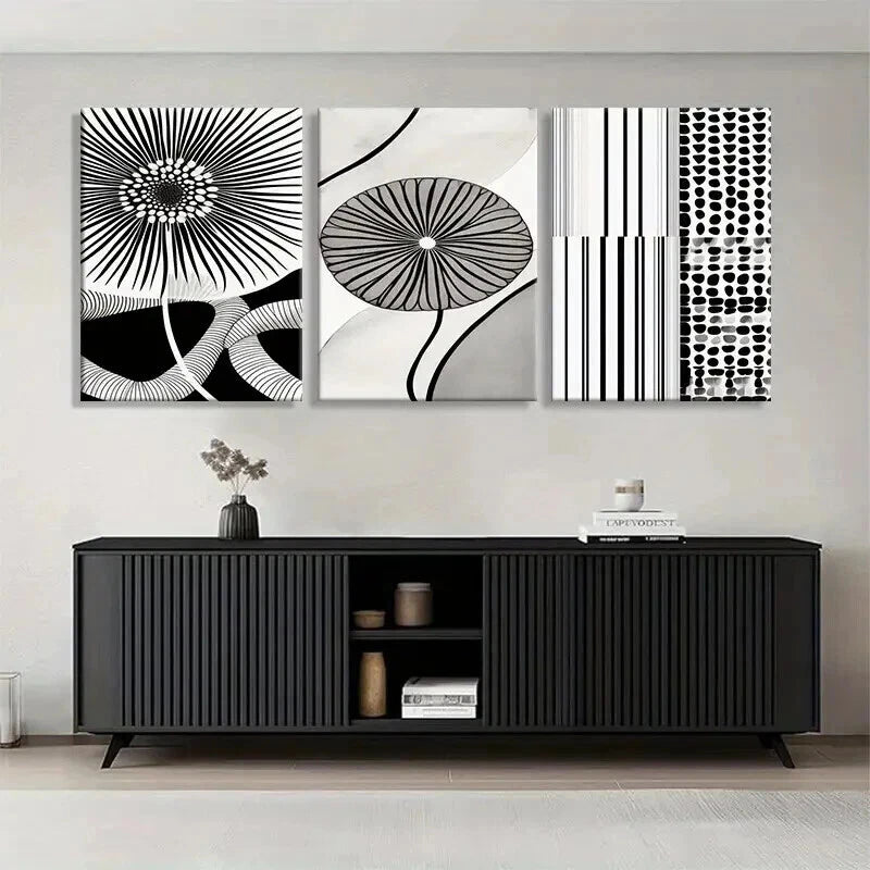 3pcs Geometric and Linear Flower Design Perfect Wall Art Set Canvas Framed 40x60cm - High Quality Print 100% Australian Made Wall Canvas Ready to Hang