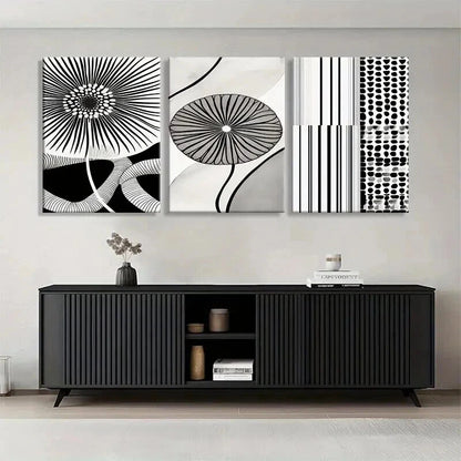 3pcs Geometric and Linear Flower Design Perfect Wall Art Set Canvas Framed 40x60cm - High Quality Print 100% Australian Made Wall Canvas Ready to Hang