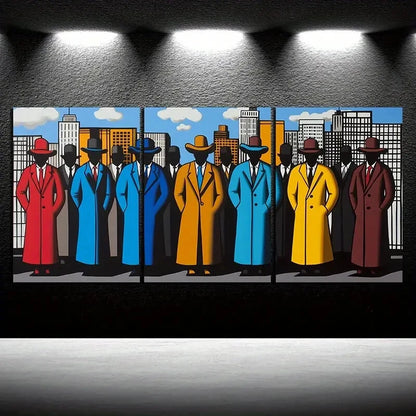 3pcs Men And Women in The City Metal Print Ready to Hang Art