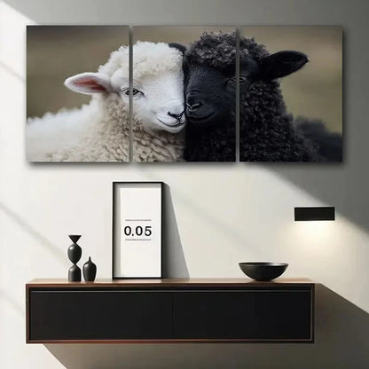 3pcs Black and White Baby Sheep Metal Print Ready to Hang Art