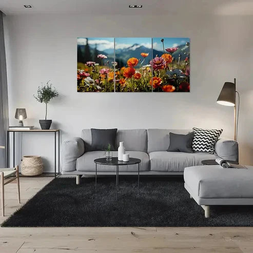 3pcs Colorful Flower Field Nature Canvas Unframed - High Quality Print 100% Australian Made Wall Canvas