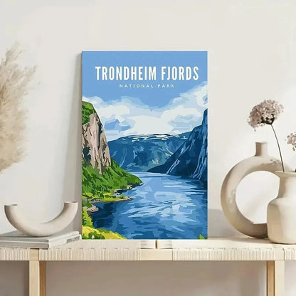 Norway Trondheim Fjords National Park Travel Poster Print Wall Art