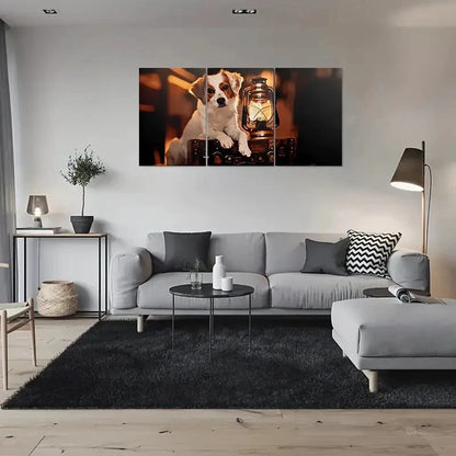 3pcs Vintage Style Lantern & Dog Metal Print Ready to Hang Art