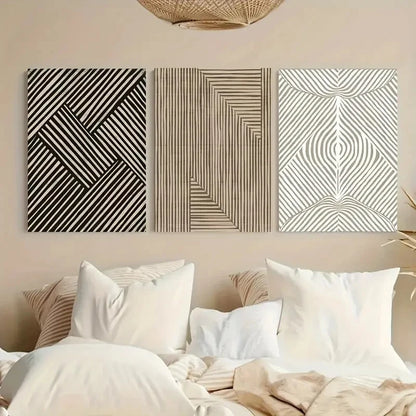 3pcs Bohemian Abstract Line Minimalist Metal Print Ready to Hang Art