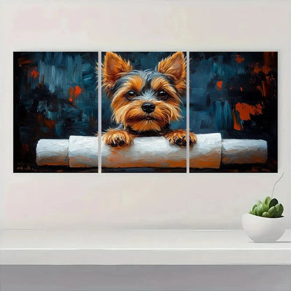 3pcs Yorkshire Modern Classic Dog Animal Themed Metal Print Ready to Hang Art