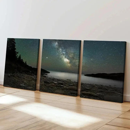 3pcs Starry Sky & Milky Way Night Scene Wall Art Set Canvas Framed 40x60cm - High Quality Print 100% Australian Made Wall Canvas Ready to Hang