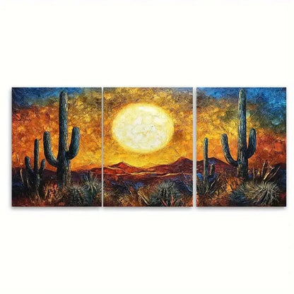3pcs Sunset Modern Handmade v Wall Art Set Canvas Framed 50x70cm - High Quality Print 100% Australian Made Wall Canvas Ready to Hang