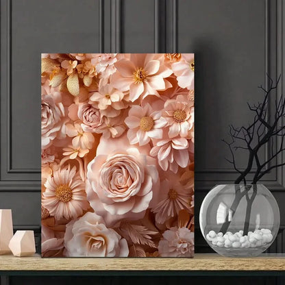 Elegant Floral Peach, Pink Roses & Peonies Bouquet 40x60cm Metal Print Ready to Hang