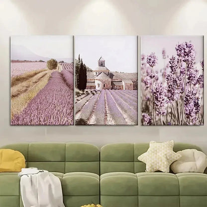 3pcs Provence Gallery Square Lavender Metal Print Ready to Hang Art