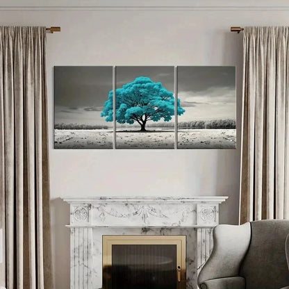 3pcs Surreal Blue Leaves  Tree Painting Wall Art Set Canvas Framed 40x60cm - High Quality Print 100% Australian Made Wall Canvas Ready to Hang