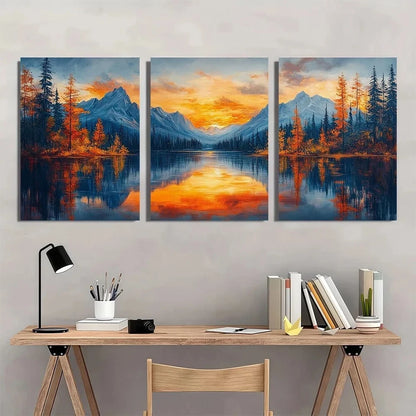 3pcs Scenic Adults Vibrant Nature Mountain Metal Print Ready to Hang Art