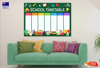 NEW (LAMINATED) Weekly School Timetable (61X91CM) Education CHART PICTURE PRINT