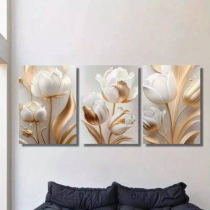 3pcs Modern Natural Scenery Tulip Flowers Wall Art Canvas Unframed - High Quality Print 100% Australian Made Wall Canvas