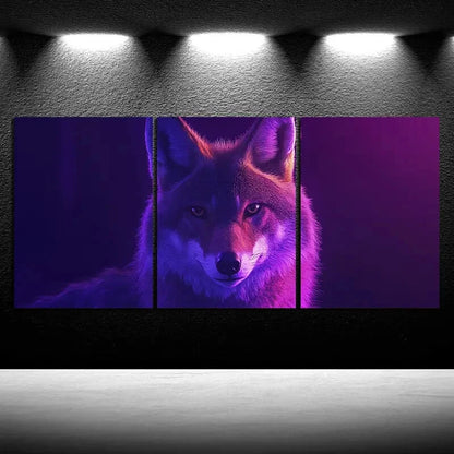 3pcs Charming Coyote Trio Animal Themed Metal Print Ready to Hang Art