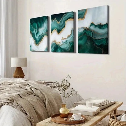 3pcs Luxury Triple Panel Abstract Marble Wall Art Set Canvas Framed 40x60cm - High Quality Print 100% Australian Made Wall Canvas Ready to Hang