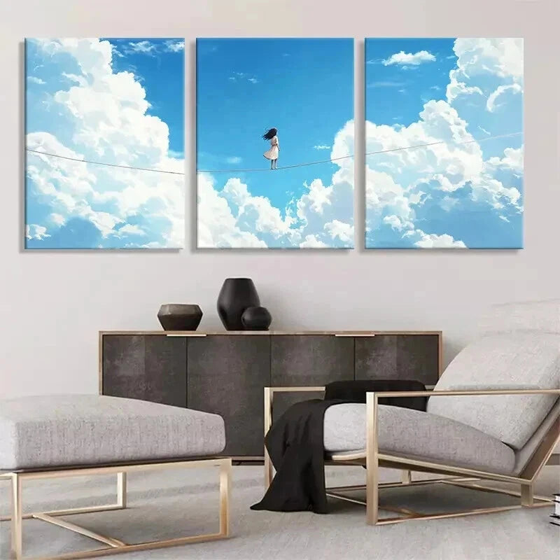 3pcs Dreamy Sky Surreal Girl Clouds Perfect Wall Art Set Canvas Framed 40x60cm - High Quality Print 100% Australian Made Wall Canvas Ready to Hang