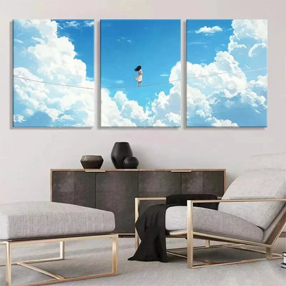 3pcs Dreamy Sky Surreal Girl Clouds Perfect Wall Art Set Canvas Framed 40x60cm - High Quality Print 100% Australian Made Wall Canvas Ready to Hang