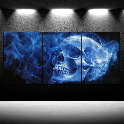 3pcs Wonderful Skeleton Blue Themed Metal Print Ready to Hang Art