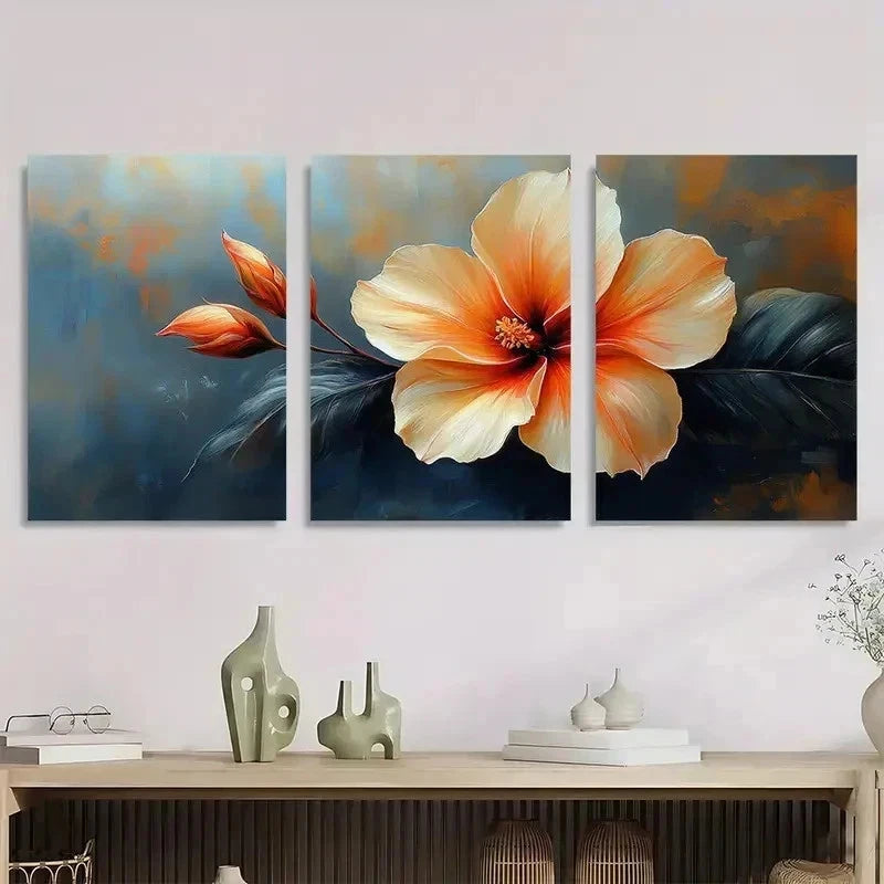 3pcs White Kalawao Flower Tropical Perfect Wall Art Set Canvas Framed 40x60cm - High Quality Print 100% Australian Made Wall Canvas Ready to Hang