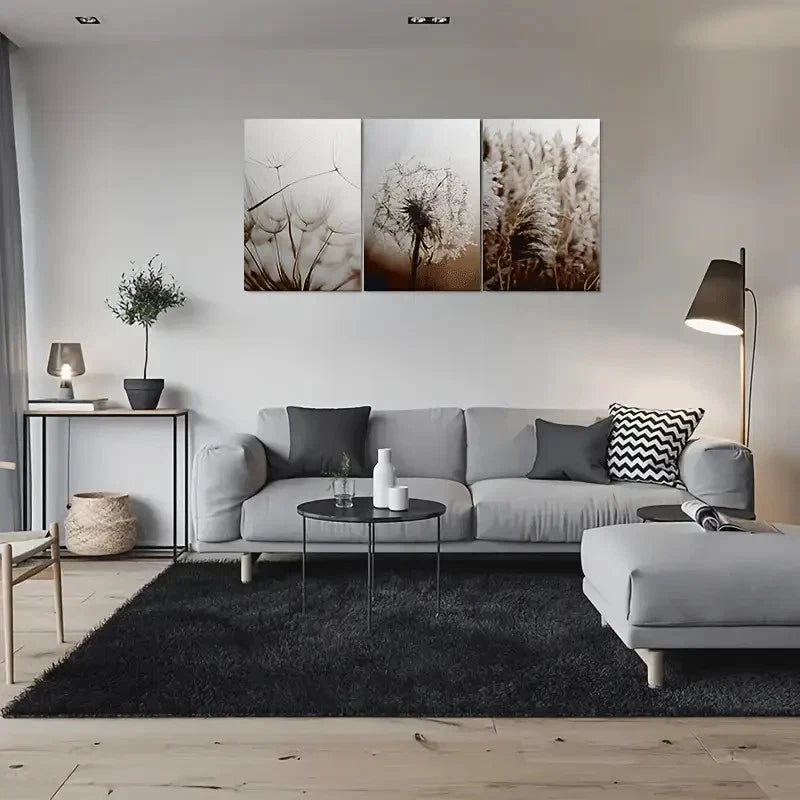 3pcs Dandelion Nature Photography Metal Print Ready to Hang Art