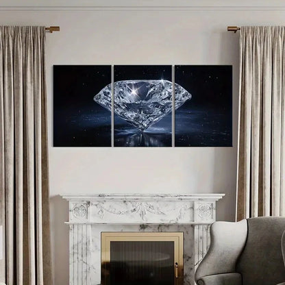 3pcs Luxury Diamond Crystal Gemstone Art Wall Art Set Canvas Framed 60x90cm - High Quality Print 100% Australian Made Wall Canvas Ready to Hang