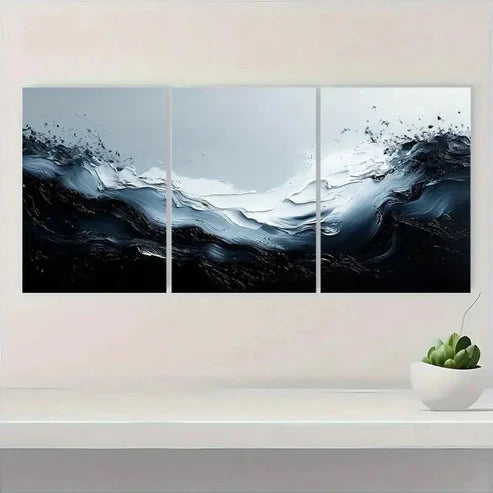 3pcs Gray and Black Textured Wall Decor RT Wall Wall Art Set Canvas Unframed - High Quality Print 100% Australian Made Wall Canvas
