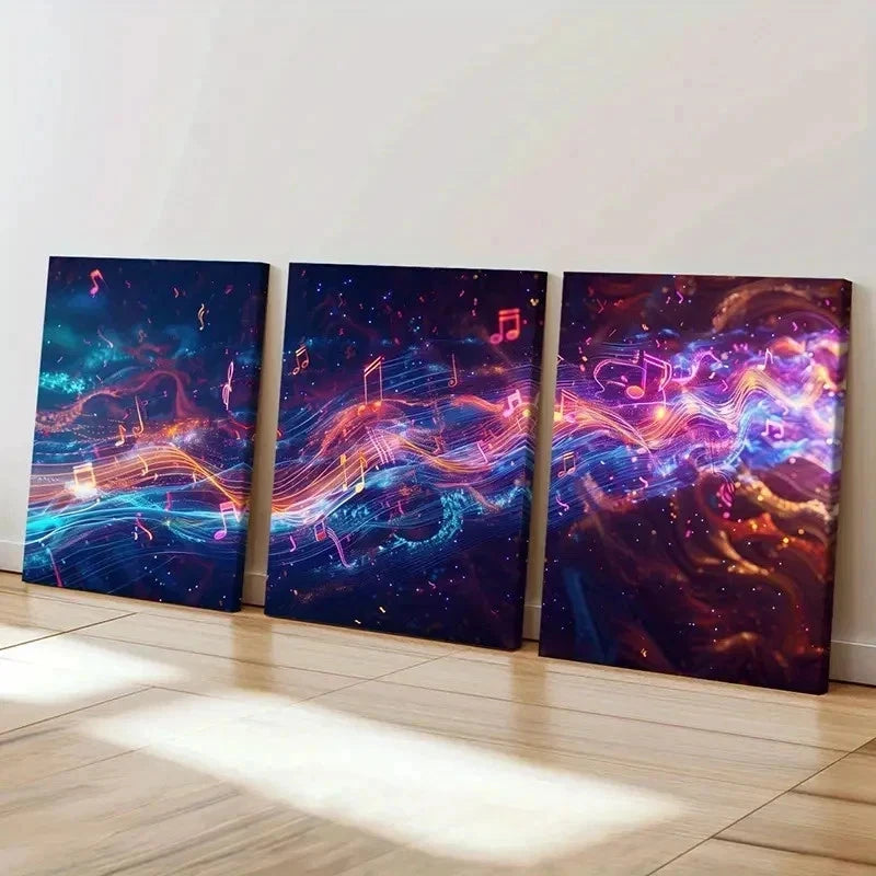 3pcs Abstract Style Colorful Musical Notes Wall Art Set Canvas Framed 40x60cm - High Quality Print 100% Australian Made Wall Canvas Ready to Hang