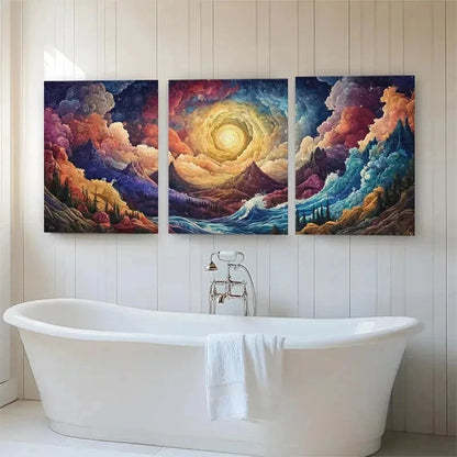 3pcs Surreal Landscape Clouds Dreamlike Perfect Wall Art Set Canvas Framed 50x70cm - High Quality Print 100% Australian Made Wall Canvas Ready to Hang