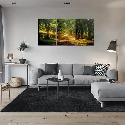 3pcs Nature Pathway Forest Trees Sunlight Metal Print Ready to Hang Art