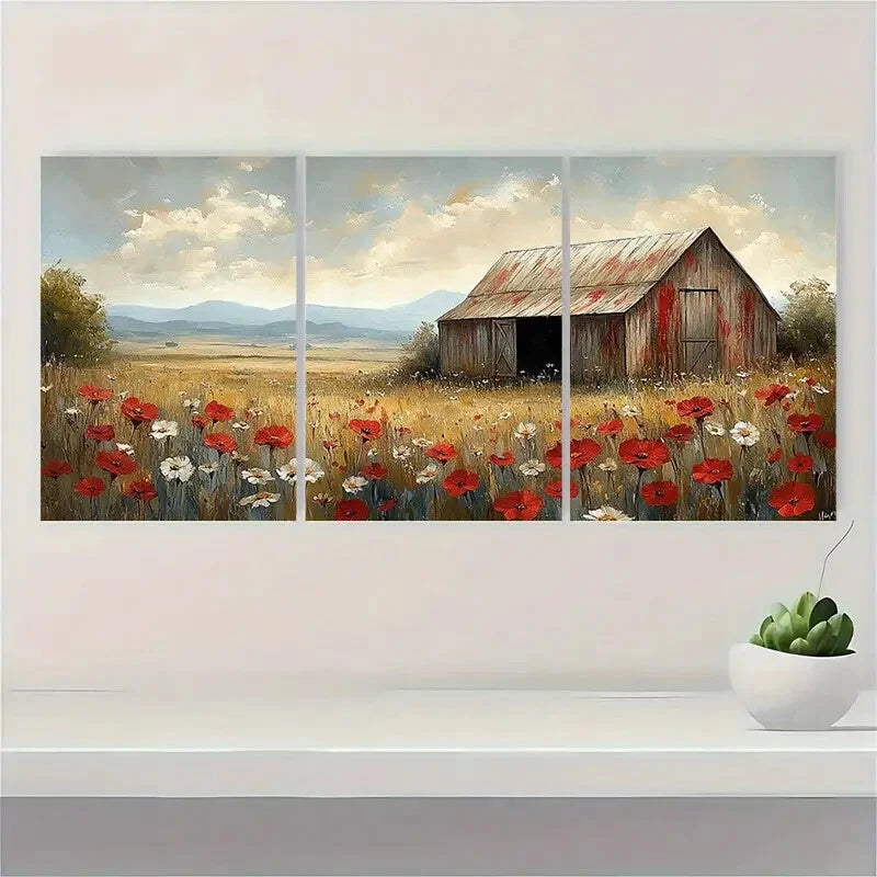 3pcs Modern Farmhouse Watercolor Abstract Flower Metal Print Ready to Hang Art