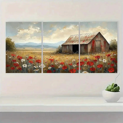 3pcs Modern Farmhouse Watercolor Abstract Flower Metal Print Ready to Hang Art