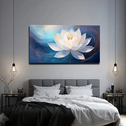 Elegant White For Lotus Wall Art Canvas Office Home Room Framed 120x60cm