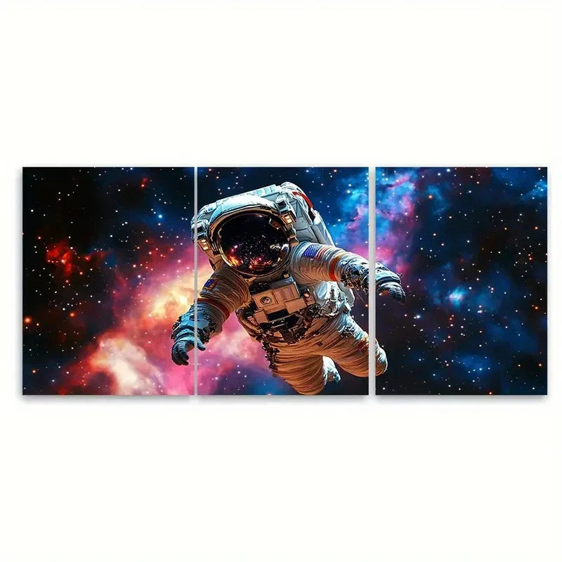 3pcs Astronaut Spacewalk CI Wall Art Set Canvas Framed 40x60cm - High Quality Print 100% Australian Made Wall Canvas Ready to Hang