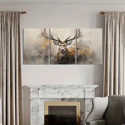 3pcs Abstract Deer Head Artwork Wall Art Set Canvas Framed 40x60cm - High Quality Print 100% Australian Made Wall Canvas Ready to Hang