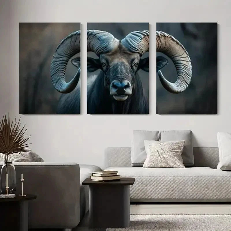 3pcs Rustic Wildlife Majestic Croissant Metal Print Ready to Hang Art