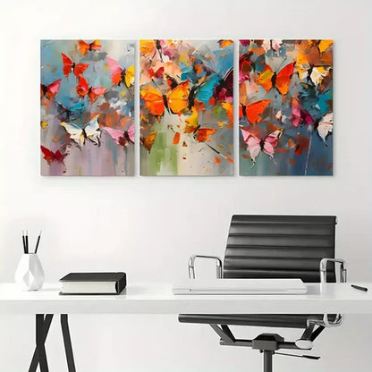3pcs Colorful Abstract Butterfly Painting Wall Art Set Canvas Framed 60X90cm -  High Quality Print 100% Australian Made Wall Canvas Ready to Hang