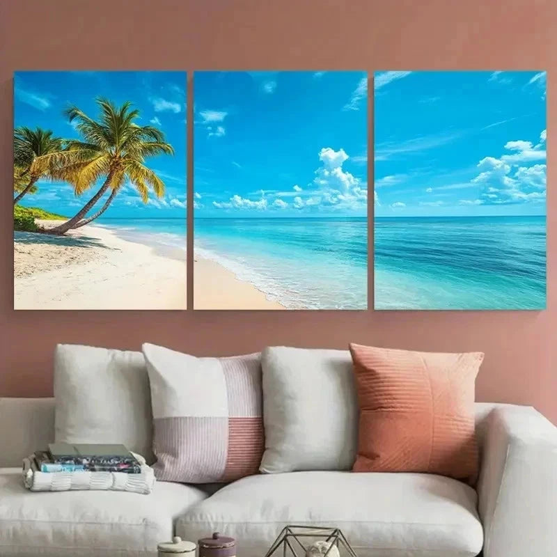 3pcs Florida Sunshine State Beach Perfect Wall Art Set Canvas Framed 40x60cm - High Quality Print 100% Australian Made Wall Canvas Ready to Hang