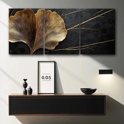 3pcs Luxurious Black Tree Trunk Metal Print Ready to Hang Art