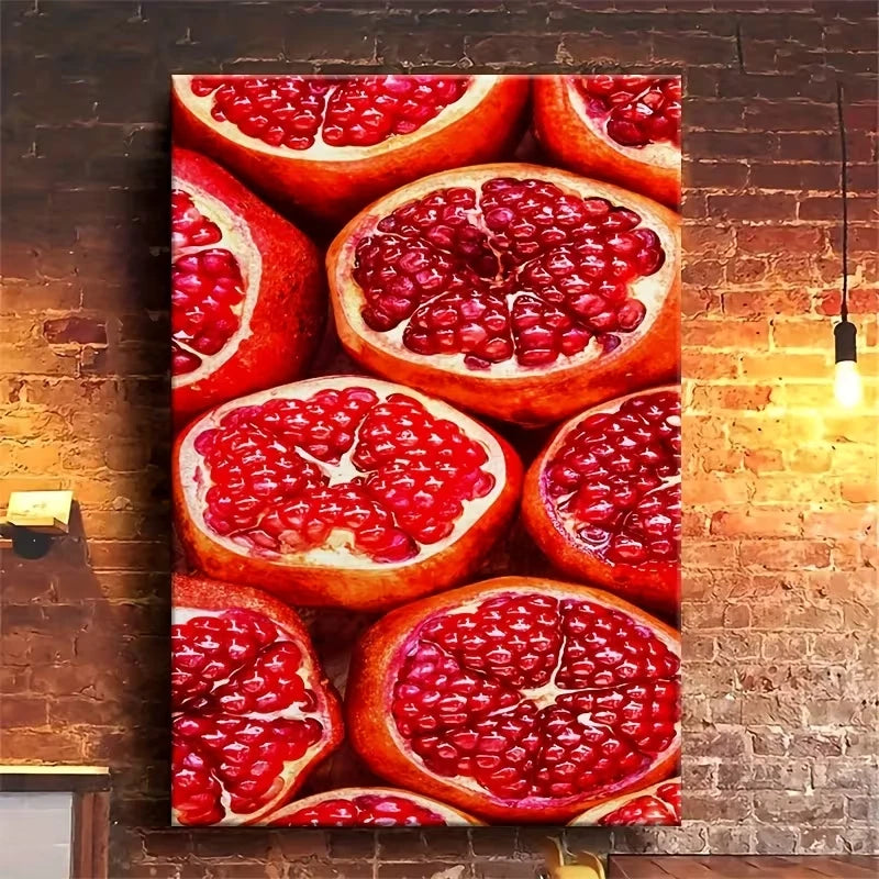 Vibrant Pomegranate with Realistic 3D Effect Metal Print Ready to Hang