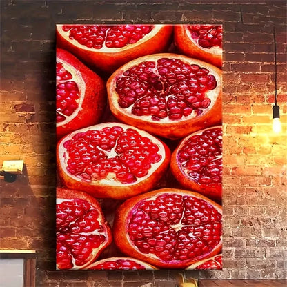 Vibrant Pomegranate with Realistic 3D Effect Metal Print Ready to Hang