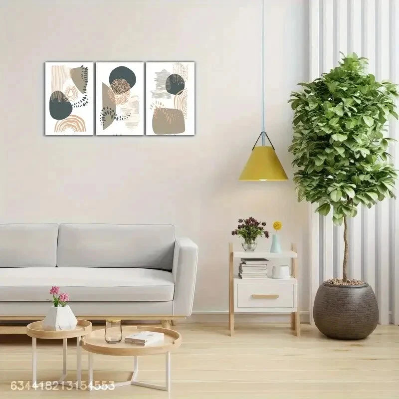 3pcs Geometric Decor Line Decorative Pattern Metal Print Ready to Hang Art