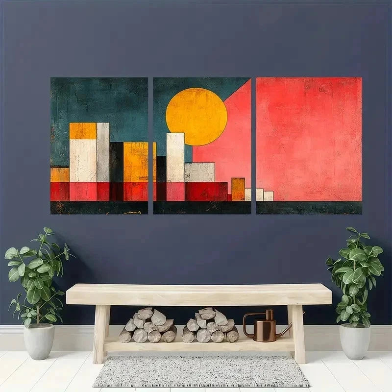 3pcs Abstract Color Block Minimalist Perfect Wall Art Set Canvas Framed 40x60cm - High Quality Print 100% Australian Made Wall Canvas Ready to Hang