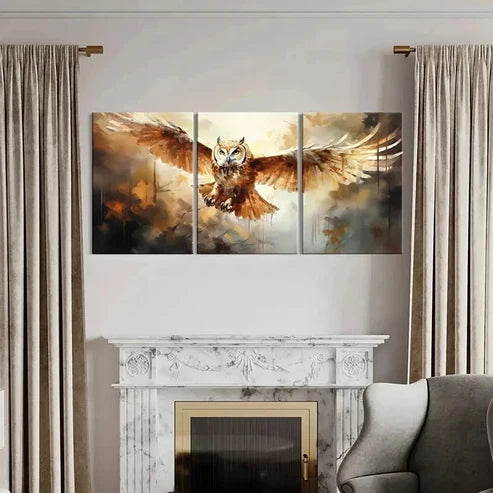 3pcs Magical Creatures Owl Decoration Wall Art Canvas Unframed - High Quality Print 100% Australian Made Wall Canvas
