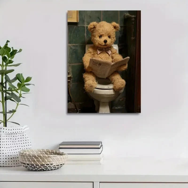 Beautiful Contemporary Teddy Bear Painting 40x60cm Metal Print Ready to Hang