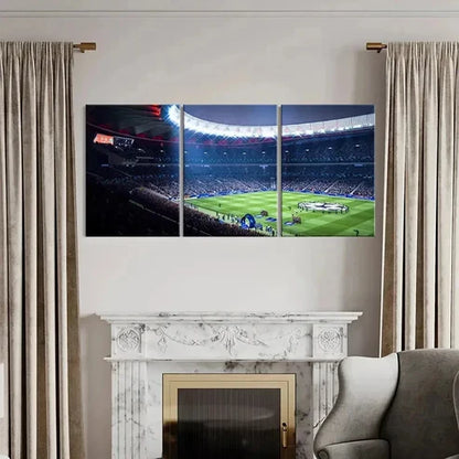 3pcs Football Stadium Champions League Wall Art Canvas Unframed - High Quality Print 100% Australian Made Wall Canvas