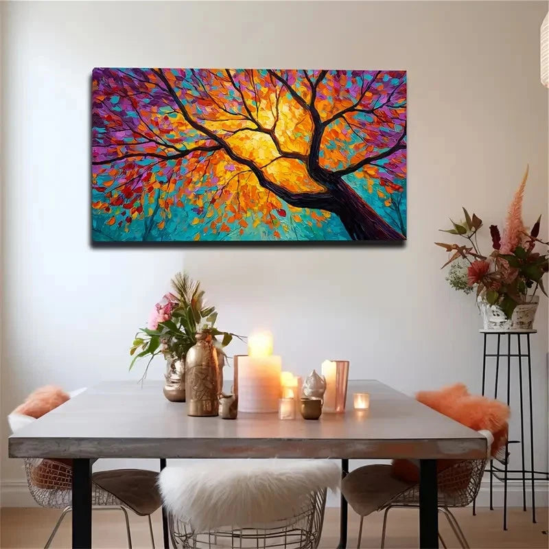 Modern Minimalist Leaf Tree Wall Art Canvas Office Home Room Framed 120x60cm