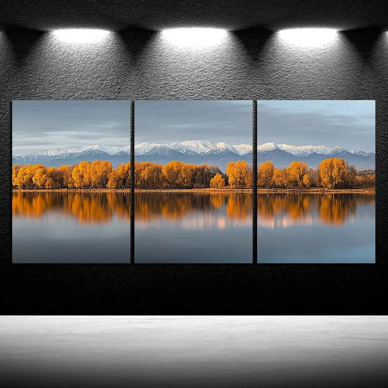 3pcs The Scenery On The Lake Nature Metal Print Ready to Hang Art