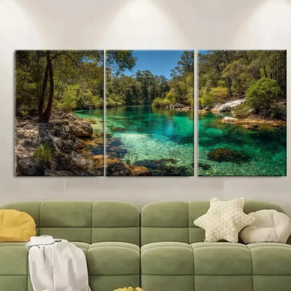 3pcs Lake Mckenzie Natural Scenic Print Australia Wall Art Set Canvas Framed 60x90cm - High Quality Print 100% Australian Made Wall Canvas Ready to Hang