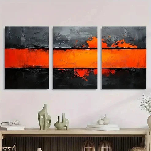 3pcs Black And Gray Abstract Modern Wall Art Canvas Unframed - High Quality Print 100% Australian Made Wall Canvas